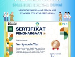 Siswi SMAS Budi Dharma Dumai Raih Juara 3 Lomba Desain Poster Keselamatan Ketenagalistrikan
