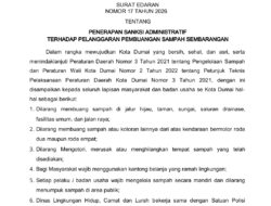 Pemko Dumai Terbitkan Surat Edaran Sanksi Tegas bagi Pembuang Sampah Sembarangan, Berlaku Mulai 1 Juni 2026