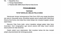 Di Balik Viral Surat “Libur Nonton Piala Dunia”, SMAS Budi Dharma Kota Dumai Malah Mengeluarkan Pengumuman: Tetap Sekolah!