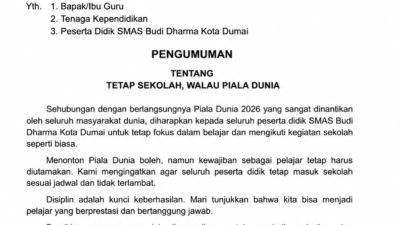 Di Balik Viral Surat “Libur Nonton Piala Dunia”, SMAS Budi Dharma Kota Dumai Malah Mengeluarkan Pengumuman: Tetap Sekolah!
