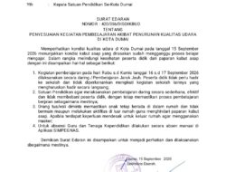 Pemko Dumai Tetapkan Pembelajaran Daring Dua Hari Akibat Kualitas Udara Menurun